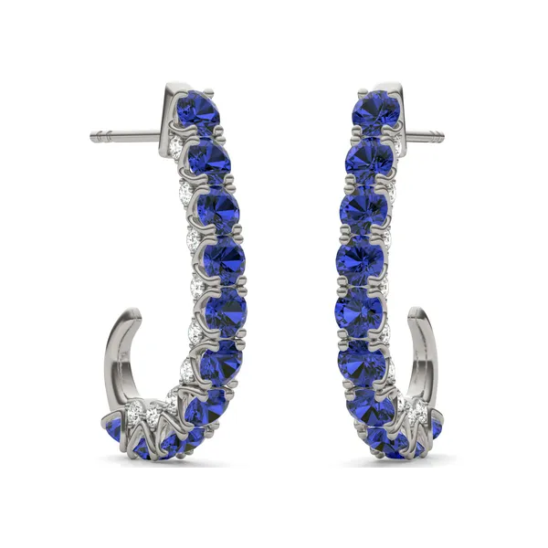 Sapphire Elongated J-Hoop Earrings
