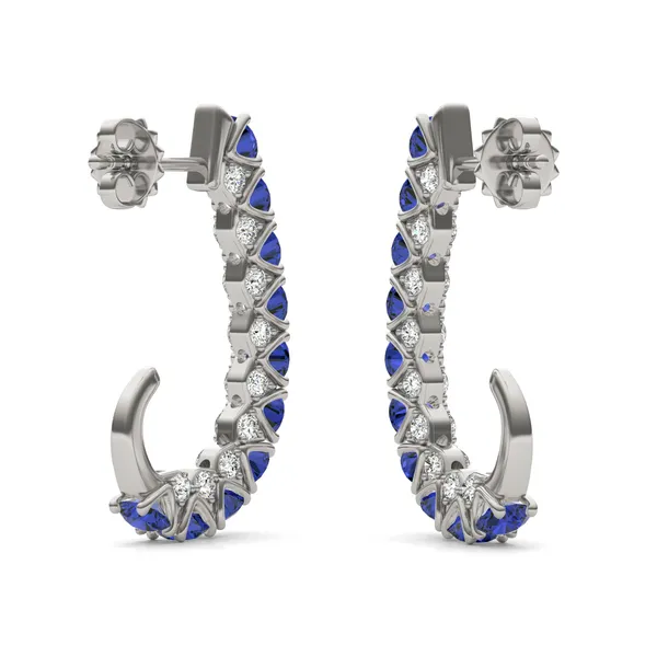 Sapphire Elongated J-Hoop Earrings