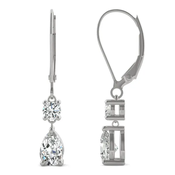 Two Stone Leverback Drop Earrings