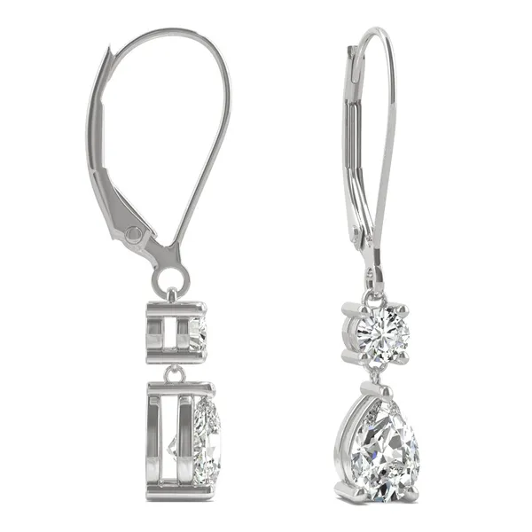 Two Stone Leverback Drop Earrings