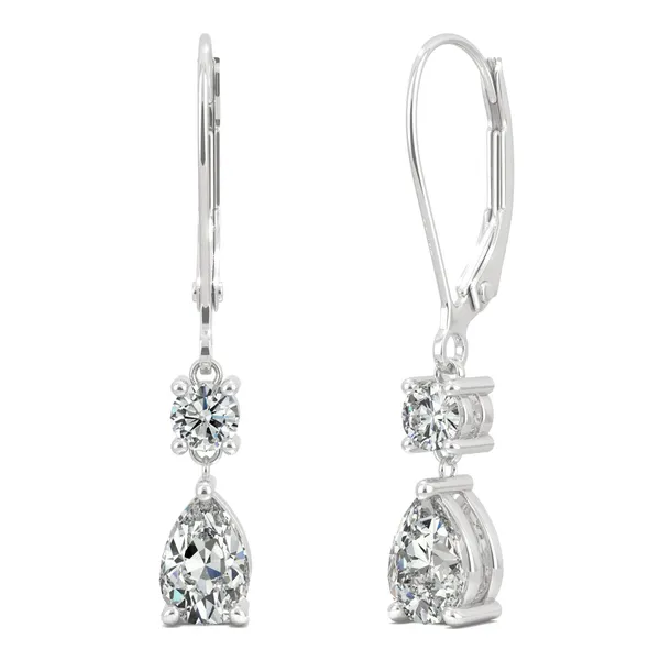 Two Stone Leverback Drop Earrings