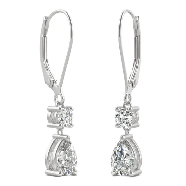Two Stone Leverback Drop Earrings