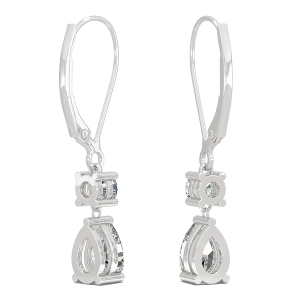 Two Stone Leverback Drop Earrings