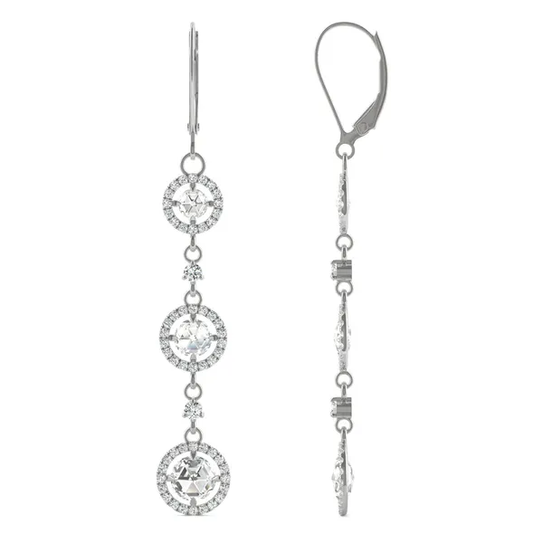 Triple Tier Halo Drop Earrings