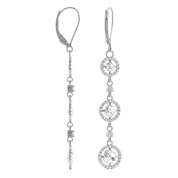 Triple Tier Halo Drop Earrings