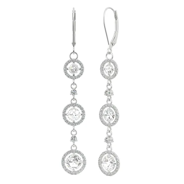 Triple Tier Halo Drop Earrings