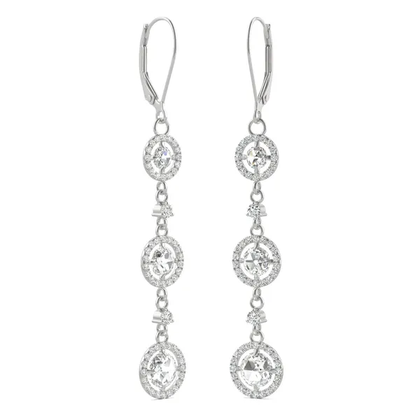 Triple Tier Halo Drop Earrings
