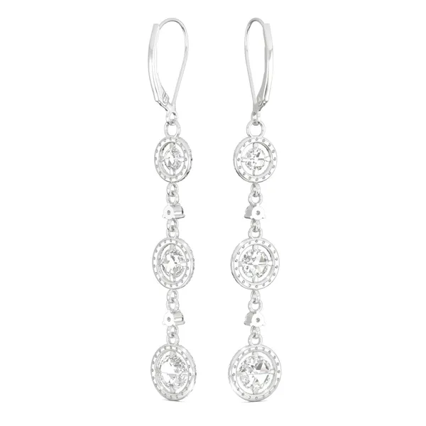 Triple Tier Halo Drop Earrings