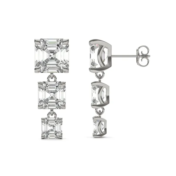 Asscher Three-Stone Graduated Drop Earrings