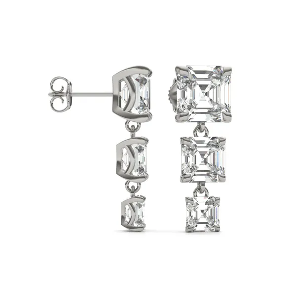 Asscher Three-Stone Graduated Drop Earrings