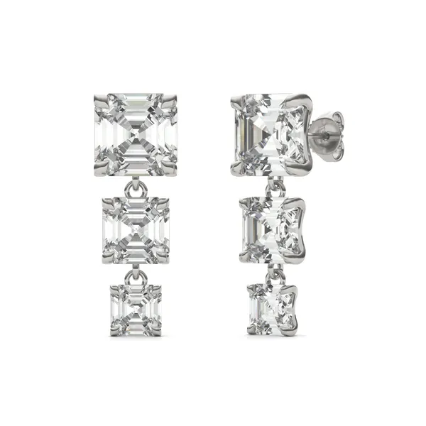 Asscher Three-Stone Graduated Drop Earrings