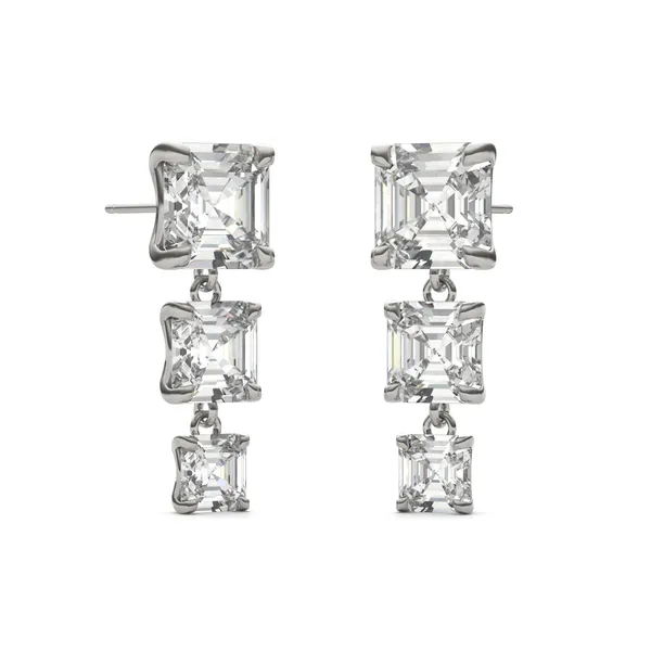 Asscher Three-Stone Graduated Drop Earrings