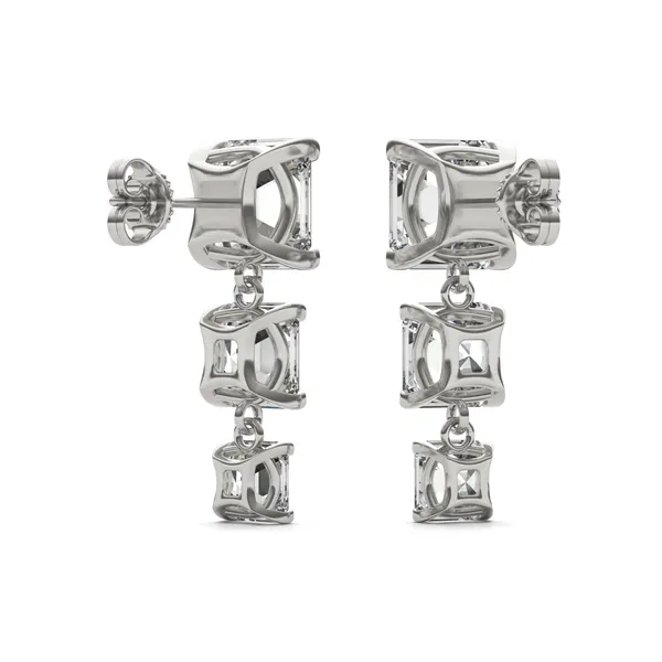 Asscher Three-Stone Graduated Drop Earrings