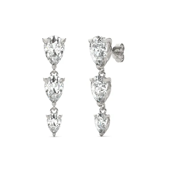 Pear Three-Stone Graduated Drop Earrings