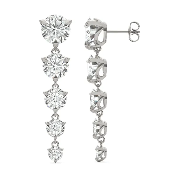 Round Brilliant Five-Stone Graduated Drop Earrings