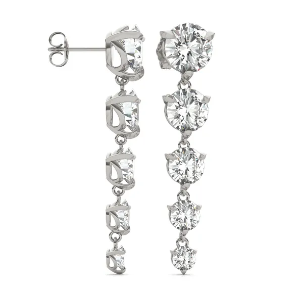Round Brilliant Five-Stone Graduated Drop Earrings