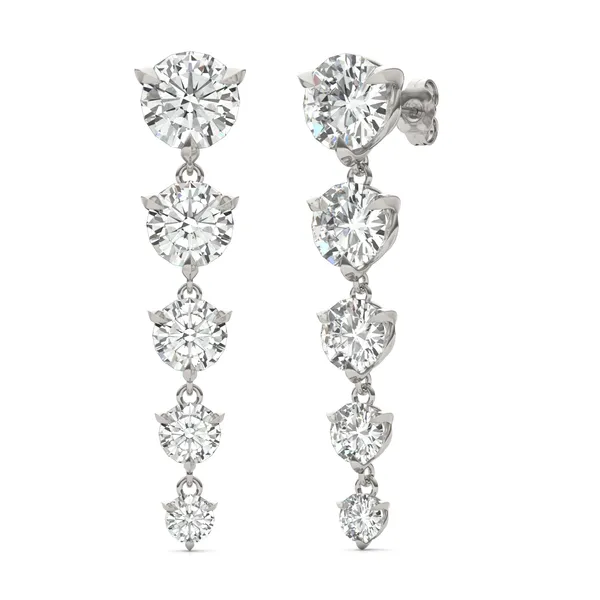 Round Brilliant Five-Stone Graduated Drop Earrings