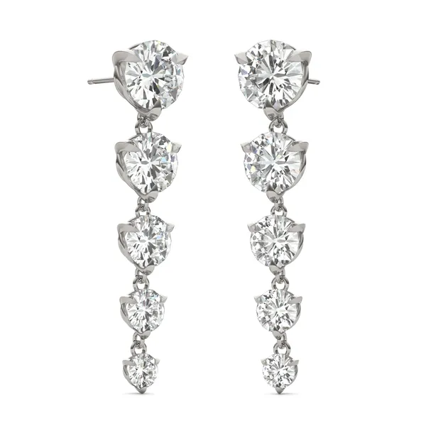 Round Brilliant Five-Stone Graduated Drop Earrings