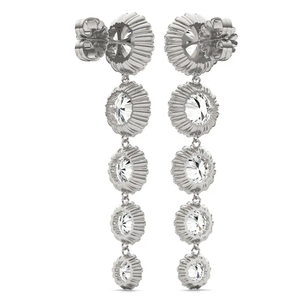 Round Brilliant Five-Stone Graduated Halo Drop Earrings