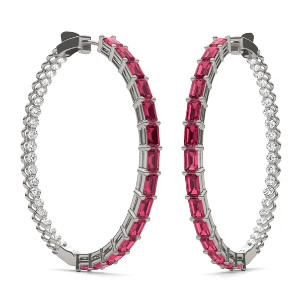 Ruby Dyad Hoop Earrings