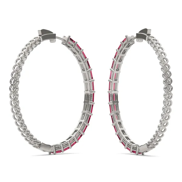 Ruby Dyad Hoop Earrings