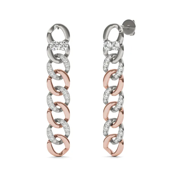 Accented Two-Toned Chain Drop Earrings