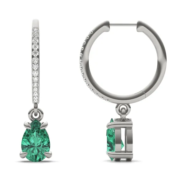 Emerald Huggie Drop Earrings