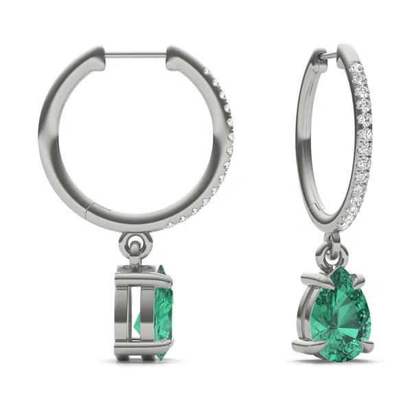 Emerald Huggie Drop Earrings