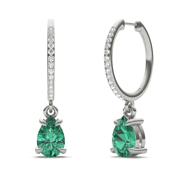 Emerald Huggie Drop Earrings