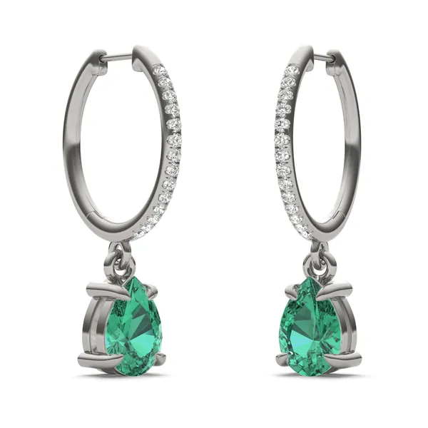 Emerald Huggie Drop Earrings