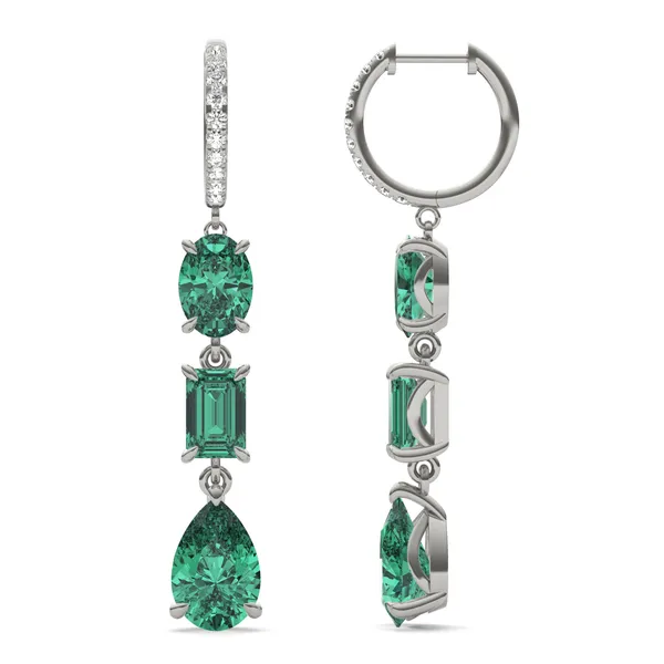 Emerald Rio Three-Stone Drop Earrings
