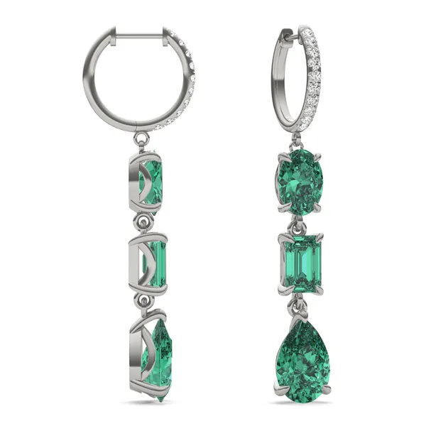 Emerald Rio Three-Stone Drop Earrings