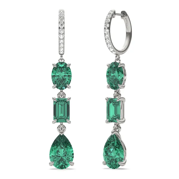 Emerald Rio Three-Stone Drop Earrings