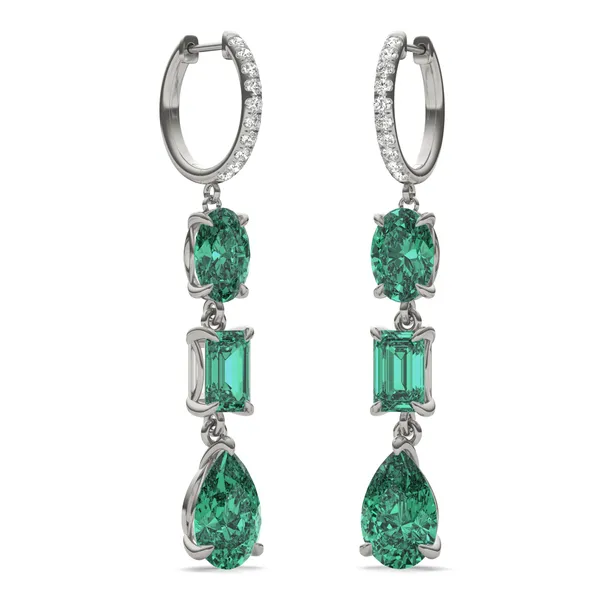 Emerald Rio Three-Stone Drop Earrings