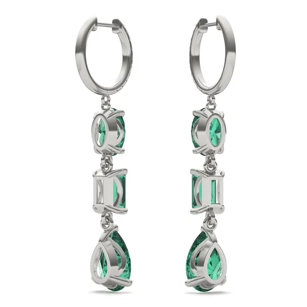 Emerald Rio Three-Stone Drop Earrings