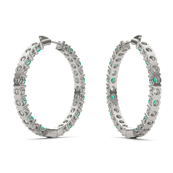 Emerald Alternating Basket Hoop Earrings