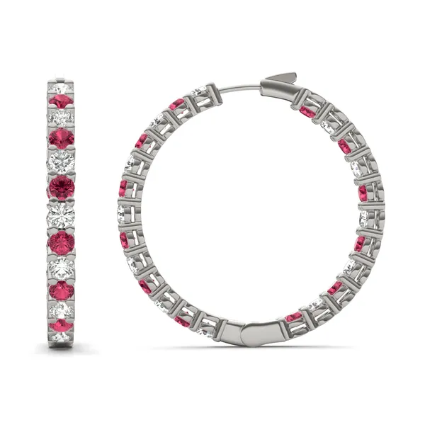 Ruby Alternating Basket Hoop Earrings