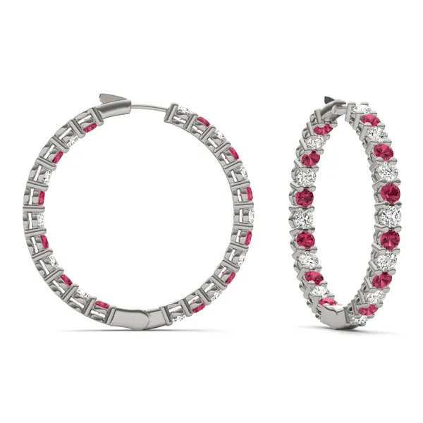 Ruby Alternating Basket Hoop Earrings