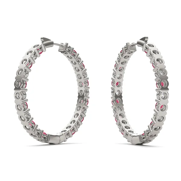 Ruby Alternating Basket Hoop Earrings