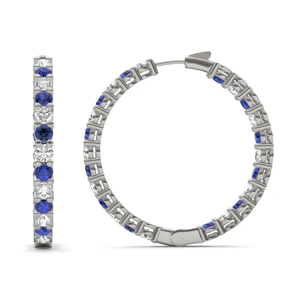 Sapphire Alternating Basket Hoop Earrings