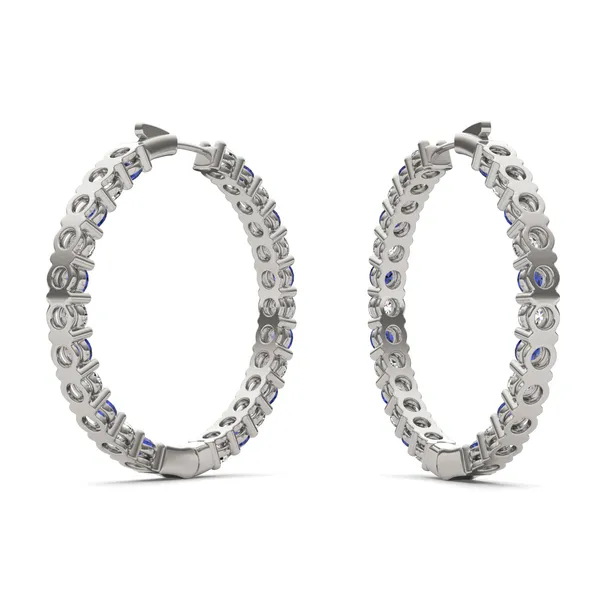 Sapphire Alternating Basket Hoop Earrings