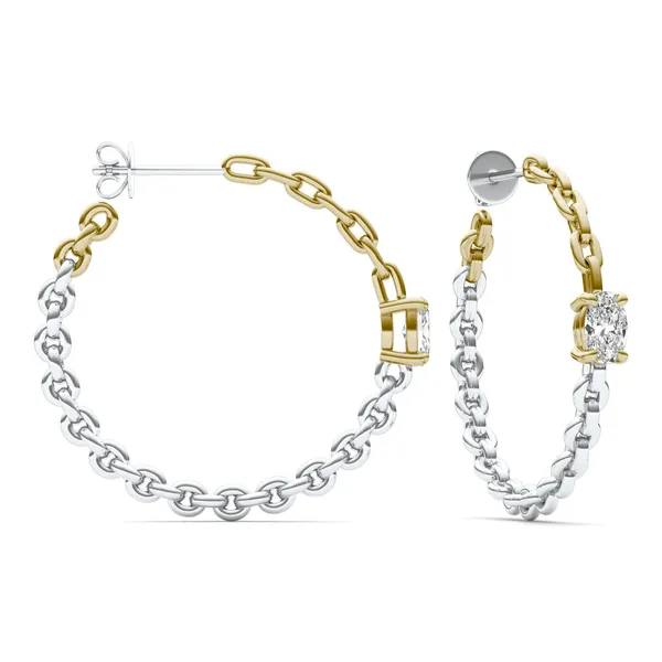 Two-Tone Duality Link Hoop Earrings