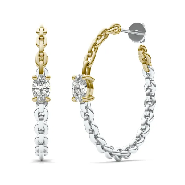 Two-Tone Duality Link Hoop Earrings