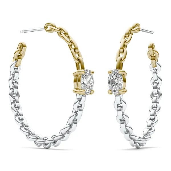 Two-Tone Duality Link Hoop Earrings