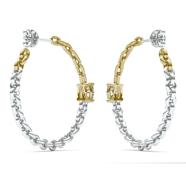 Two-Tone Duality Link Hoop Earrings