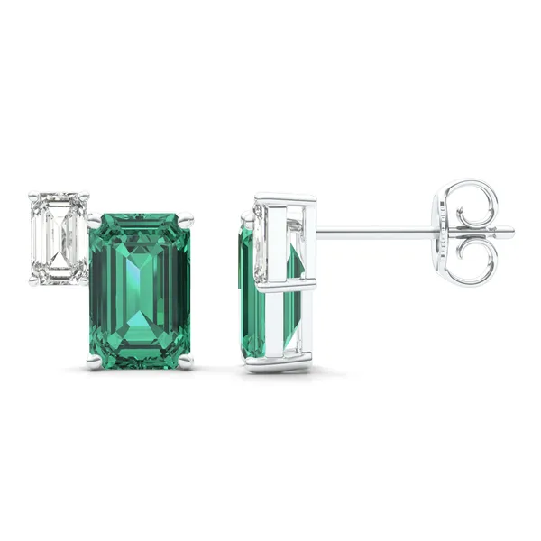 Emerald Duet Stud Earrings