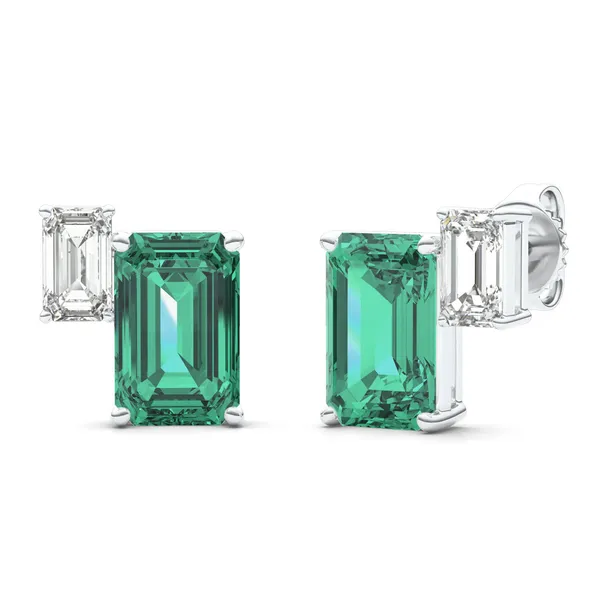 Emerald Duet Stud Earrings