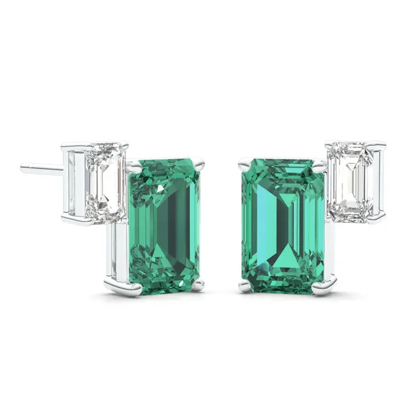 Emerald Duet Stud Earrings