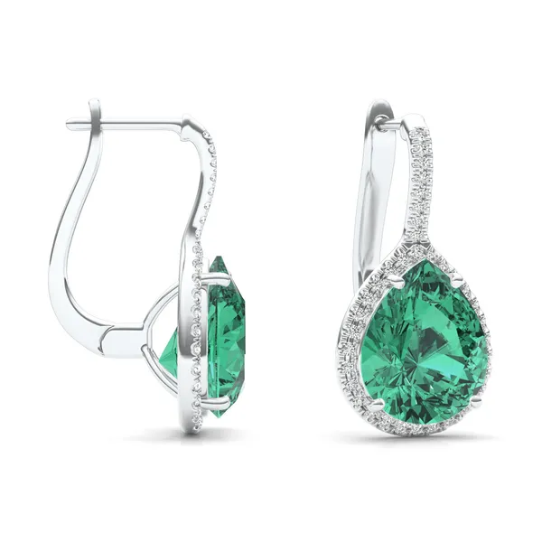 Emerald Halo Leverback Earrings