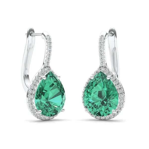 Emerald Halo Leverback Earrings